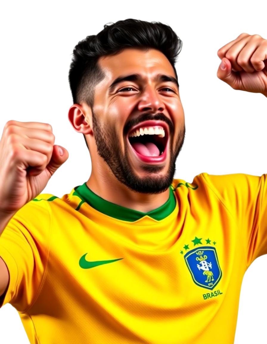 Torcedor brasileiro comemorando